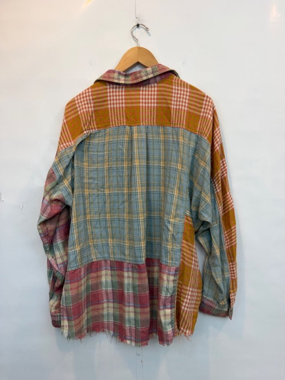 Easel Plaid Mix n Match Flannel Shirt Patchwork Medium Multicolored Cotton Blend - Picture 3 of 7